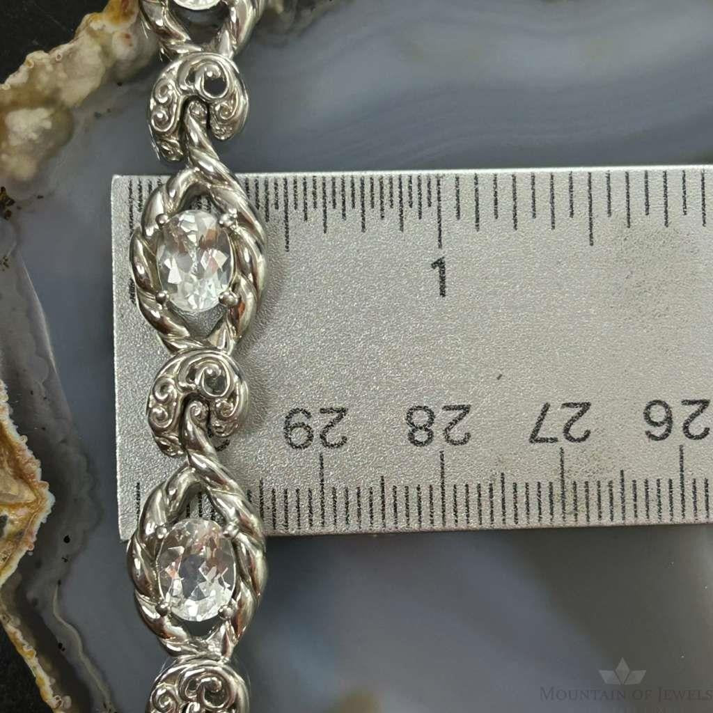 Carolyn Pollack Sterling Silver 6 Faceted White Topaz Link Bracelet For Women