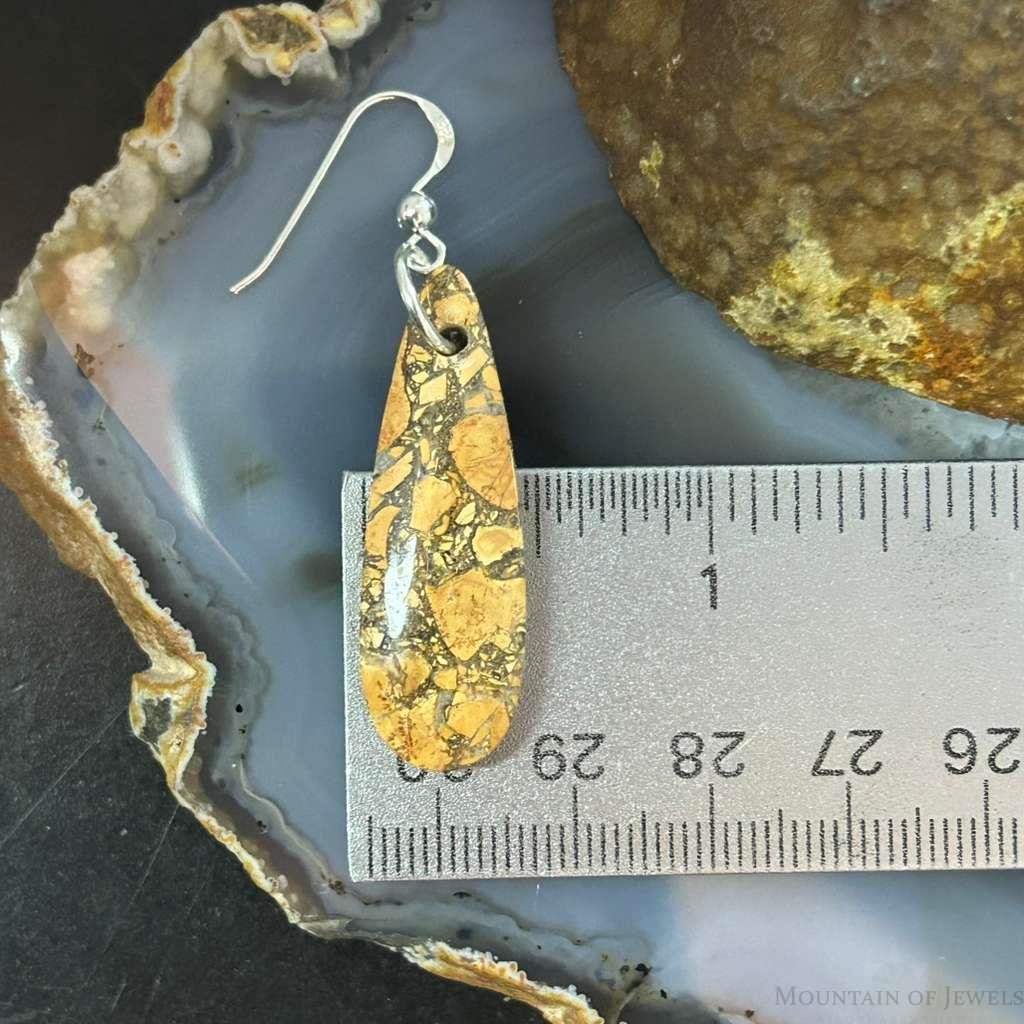 Sterling Silver Teardrop Maligano Jasper Slab Dangle Earrings For Women #513