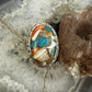 Sterling Silver Southwestern Style Oval Spiny Oyster Turquoise Ring Size 9 For Women