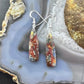 Sterling Silver Elongated Triangle Red Marcasite Slab Dangle Earrings For Women #221