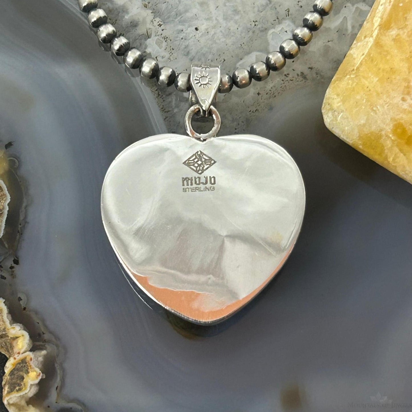 Sterling Silver Southwestern Style Purple Dahlia Heart Pendant For Women