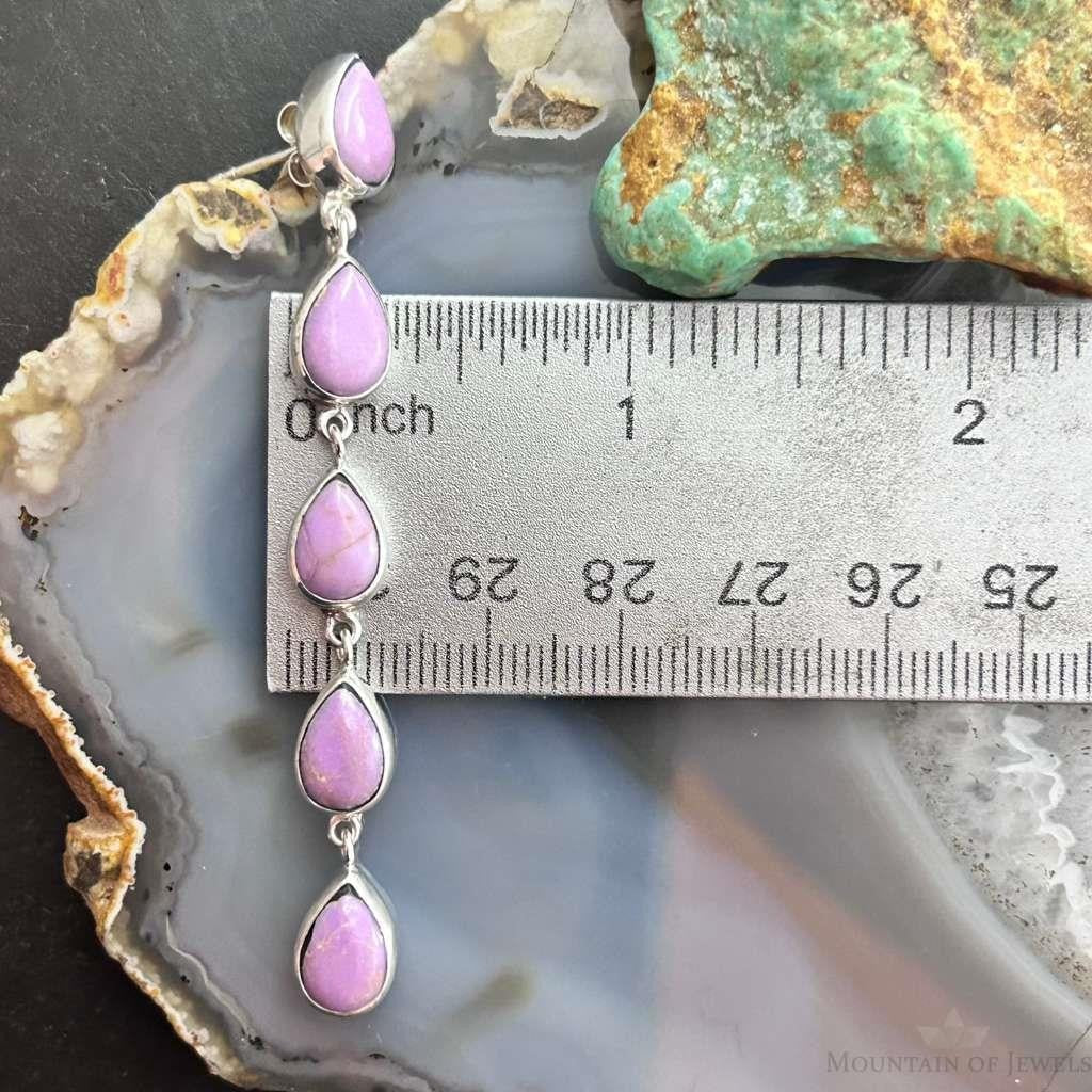 Native American Sterling Silver Teardrop Phosphosiderite Post Earrings For Women