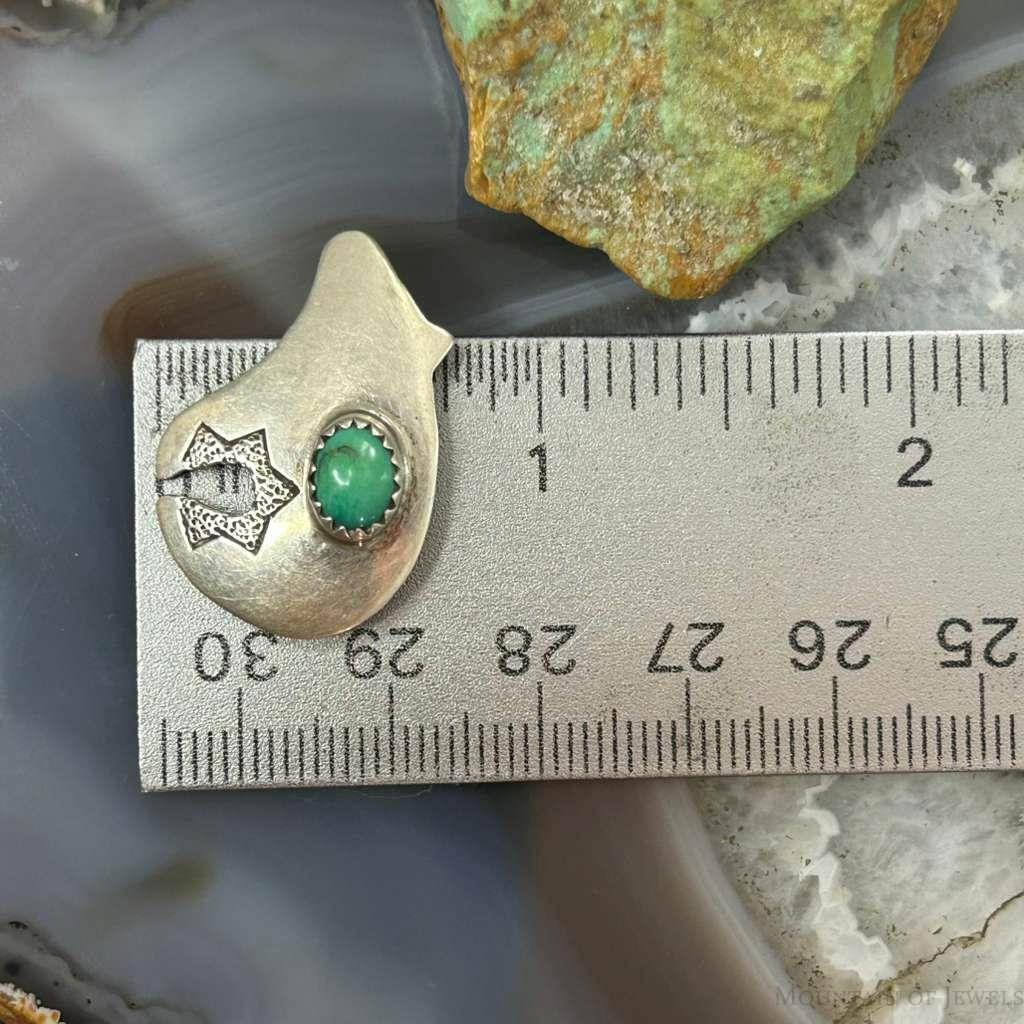 Signed Vintage Native American Sterling Fetish Bear w/Turquoise Brooch For Women