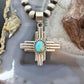 Sterling Silver Southwestern Style Oval Mohave Turquoise Unisex Zia Pendant #2