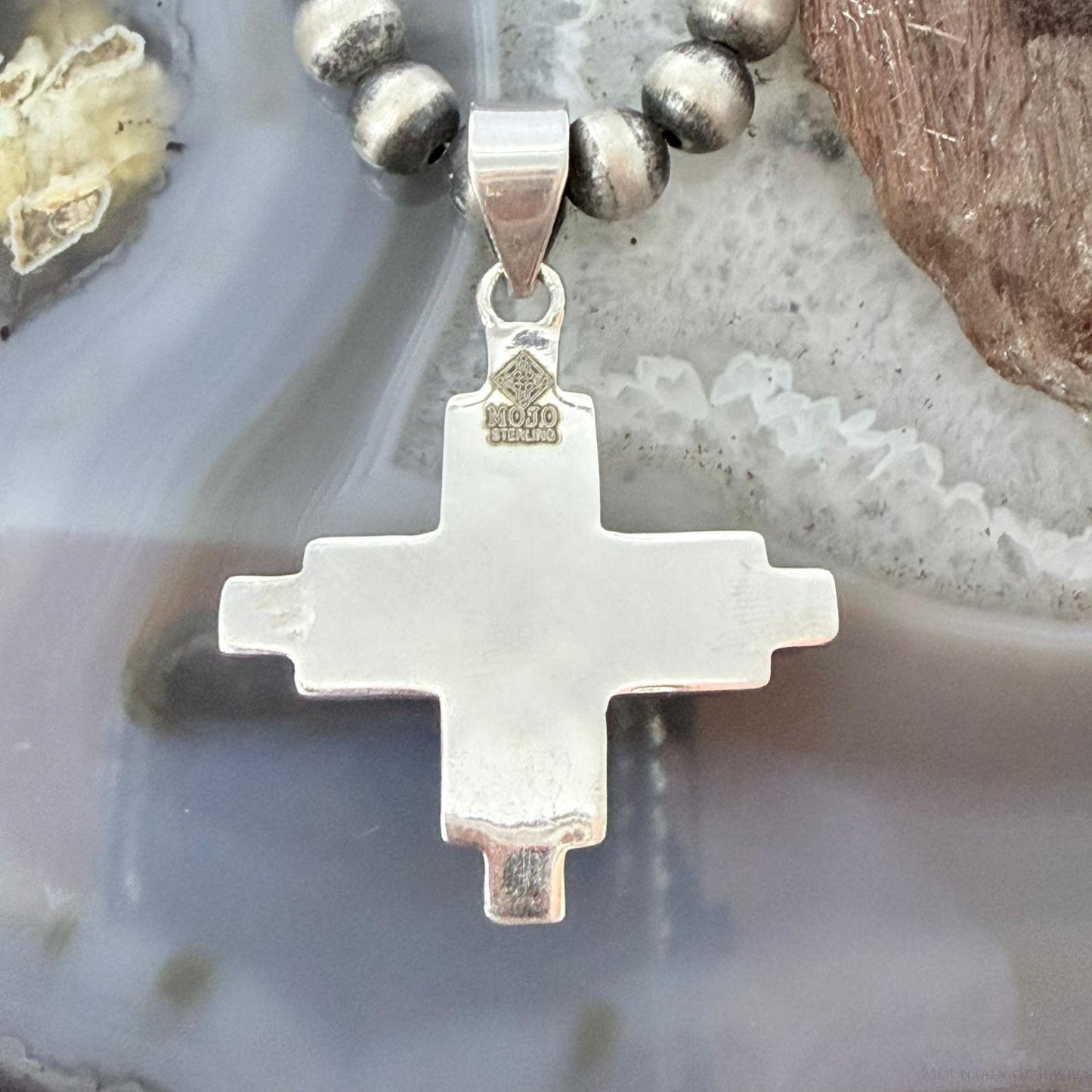 Sterling Silver Southwestern Style Oval Mohave Turquoise Unisex Zia Pendant #2