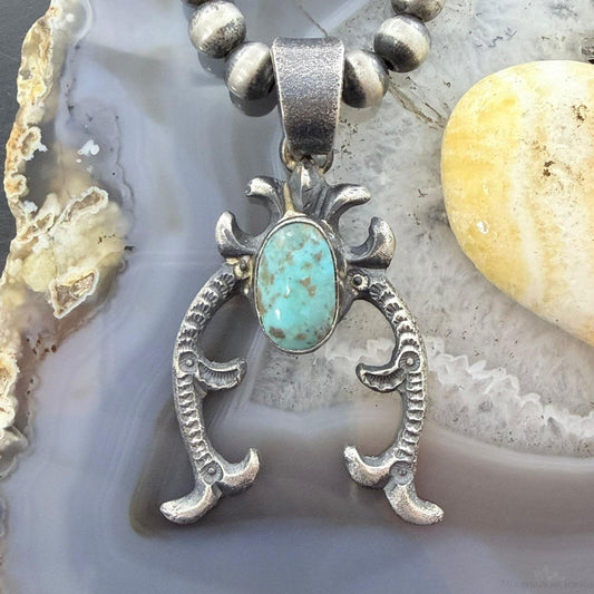 Eva & Linberg Billah Native American Sterling Silver Oval Turquoise Unisex Naja Pendant