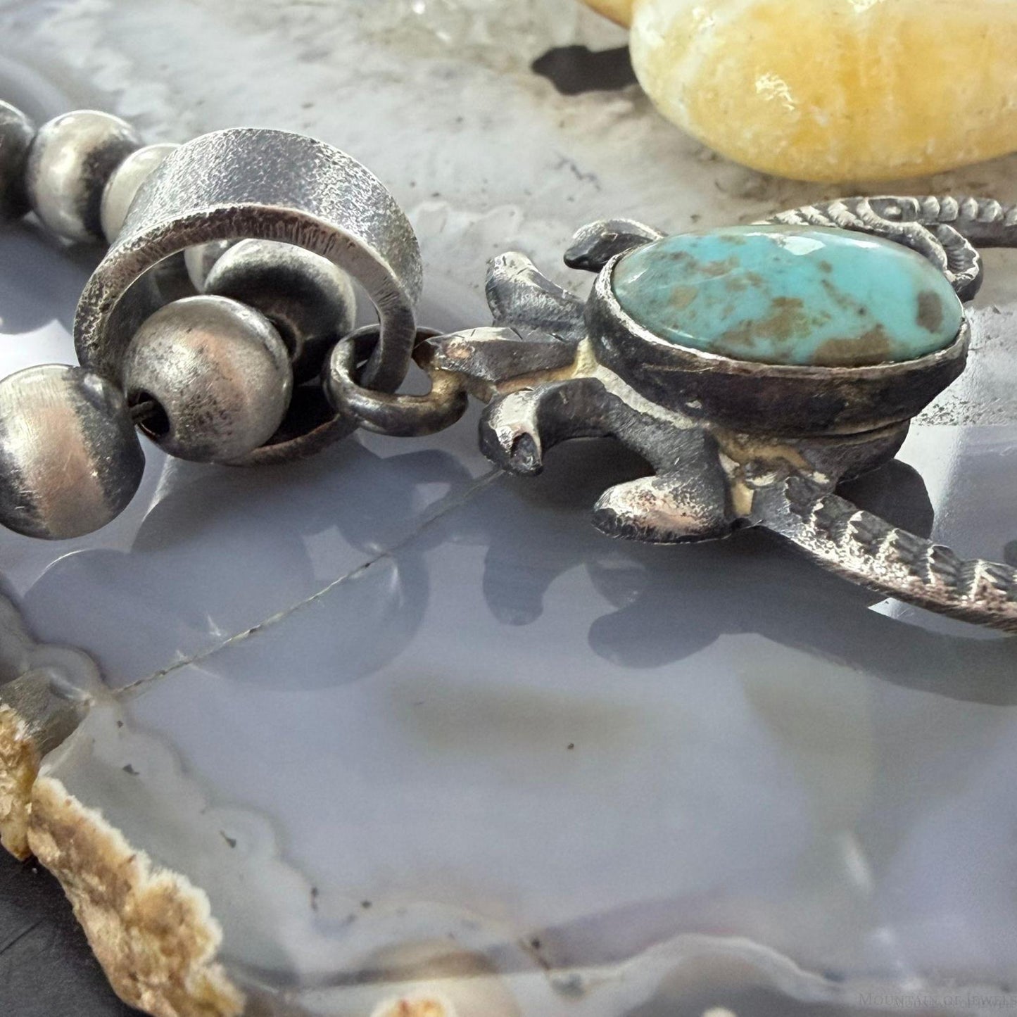 Eva & Linberg Billah Native American Sterling Silver Oval Turquoise Unisex Naja Pendant