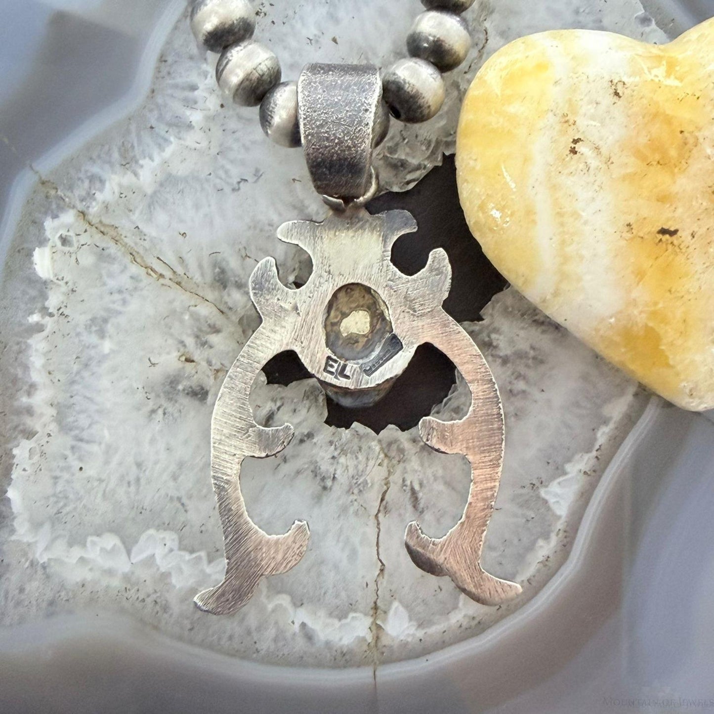 Eva & Linberg Billah Native American Sterling Silver Oval Turquoise Unisex Naja Pendant