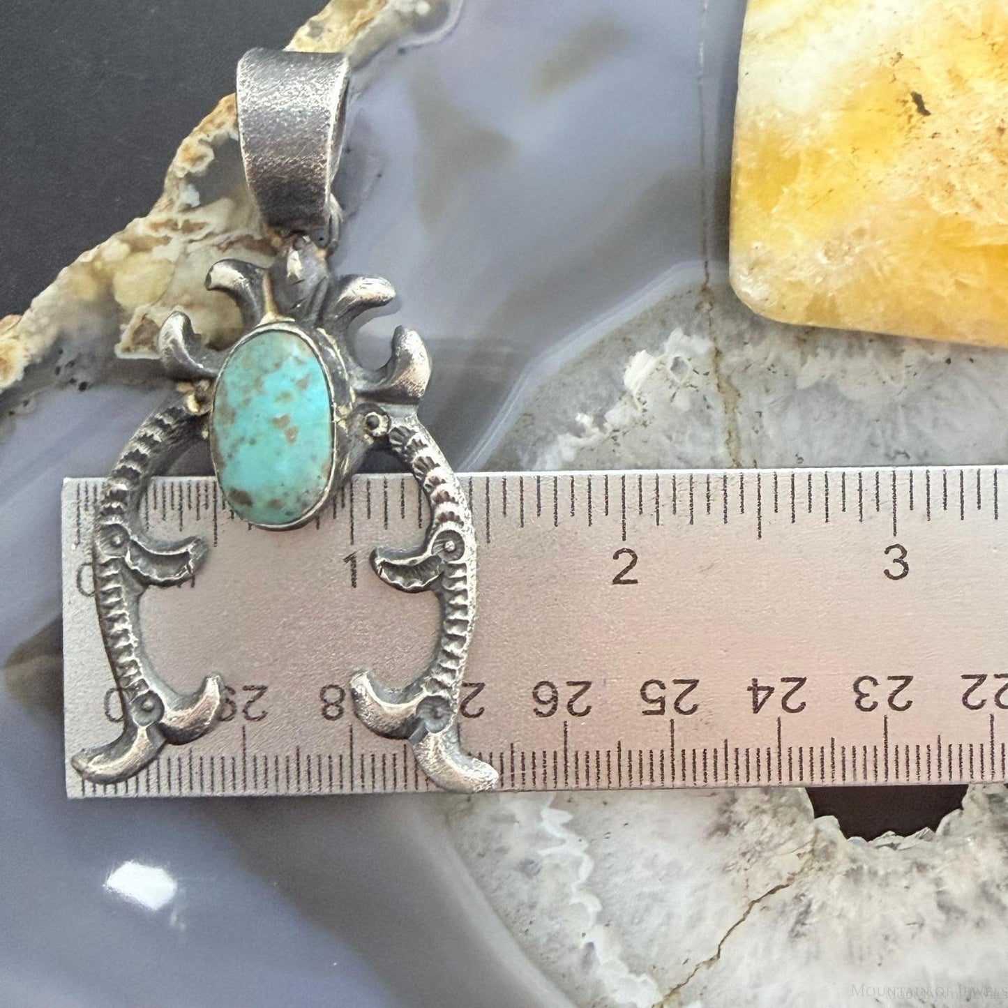 Eva & Linberg Billah Native American Sterling Silver Oval Turquoise Unisex Naja Pendant