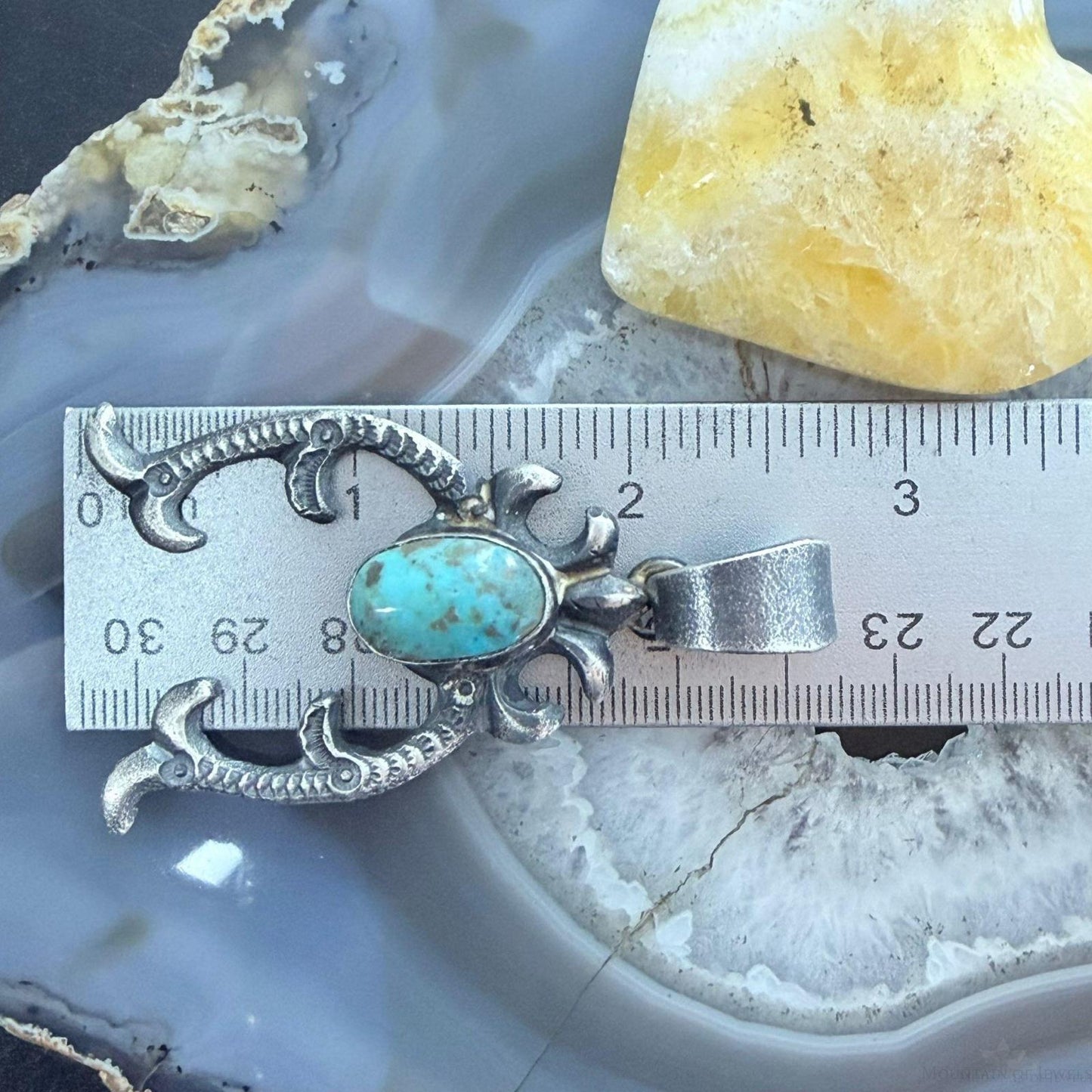 Eva & Linberg Billah Native American Sterling Silver Oval Turquoise Unisex Naja Pendant