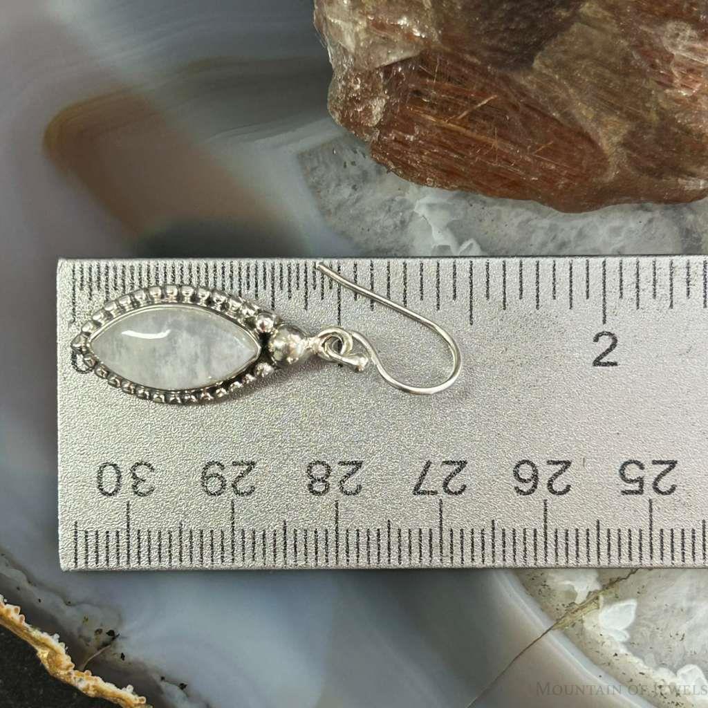 Sterling Silver Southwestern Style Marquise Moonstone Dangle Earrings For Women