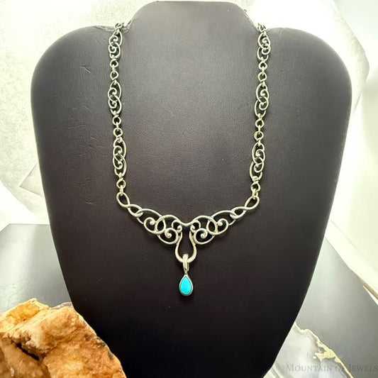 Carolyn Pollack Sterling Sleeping Beauty Turquoise Enhancer Pendant on Necklace For Women