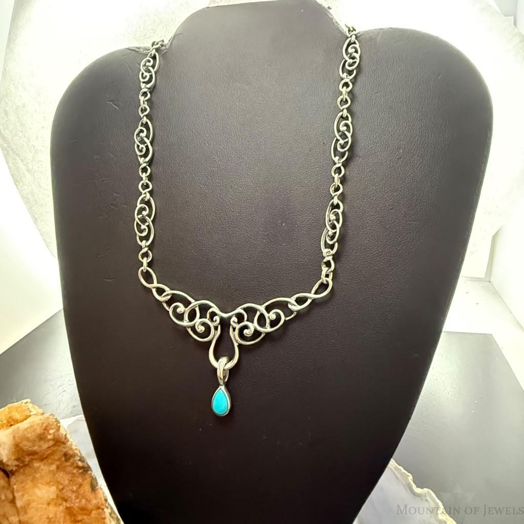 Carolyn Pollack Sterling Sleeping Beauty Turquoise Enhancer Pendant on Necklace