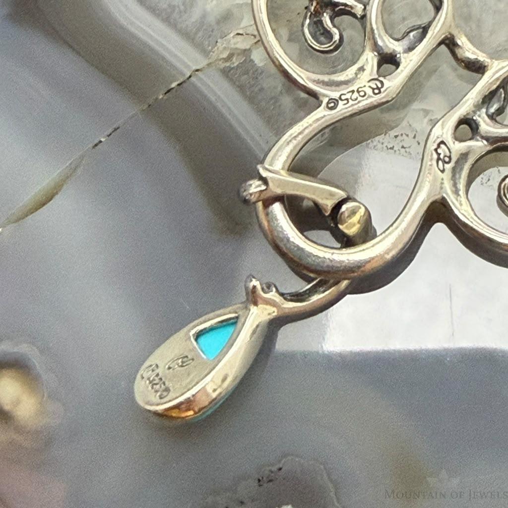 Carolyn Pollack Sterling Sleeping Beauty Turquoise Enhancer Pendant on Necklace