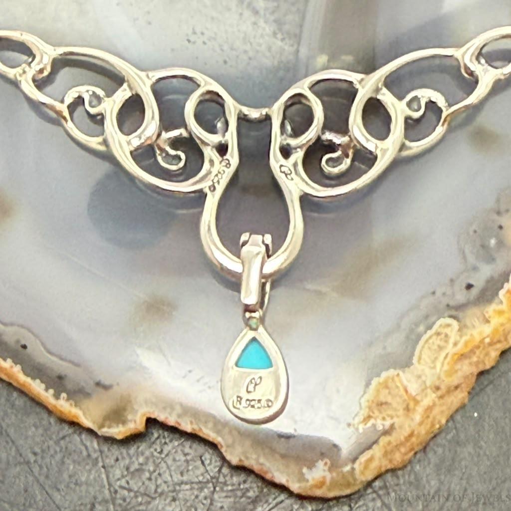 Carolyn Pollack Sterling Sleeping Beauty Turquoise Enhancer Pendant on Necklace