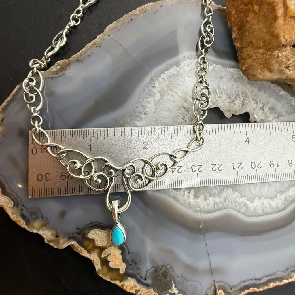 Carolyn Pollack Sterling Sleeping Beauty Turquoise Enhancer Pendant on Necklace