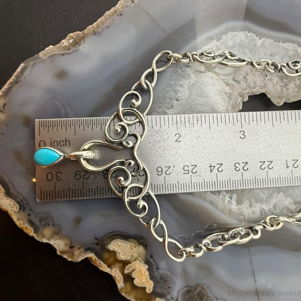 Carolyn Pollack Sterling Sleeping Beauty Turquoise Enhancer Pendant on Necklace