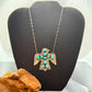 Sterling Silver Southwestern Style Kingman Turquoise Thunderbird Pendant Necklace For Women