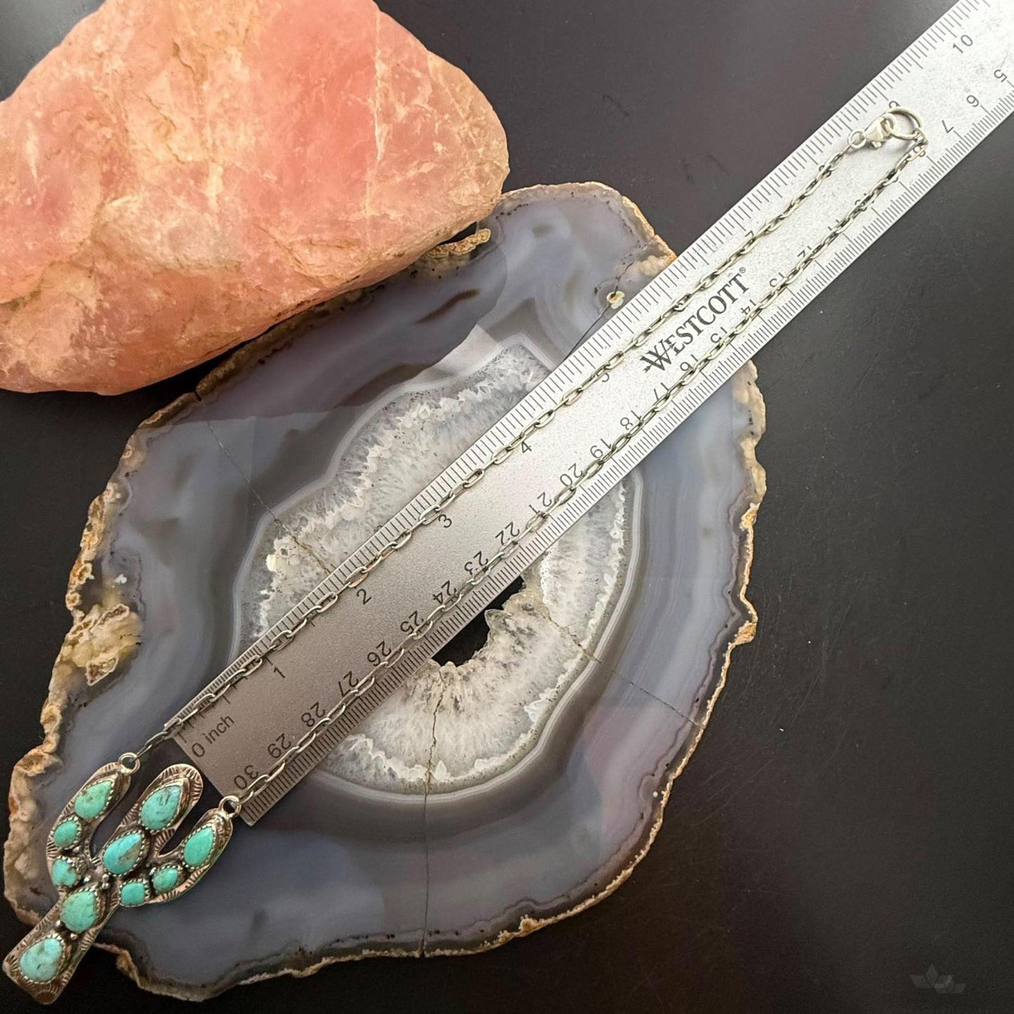 Sterling Silver Southwestern Style Kingman Turquoise Cactus Pendant Necklace For Women