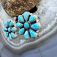 Sterling Silver Southwestern Style Turquoise Cluster Stud Earrings For Women
