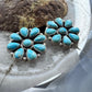 Sterling Silver Southwestern Style Turquoise Cluster Stud Earrings For Women