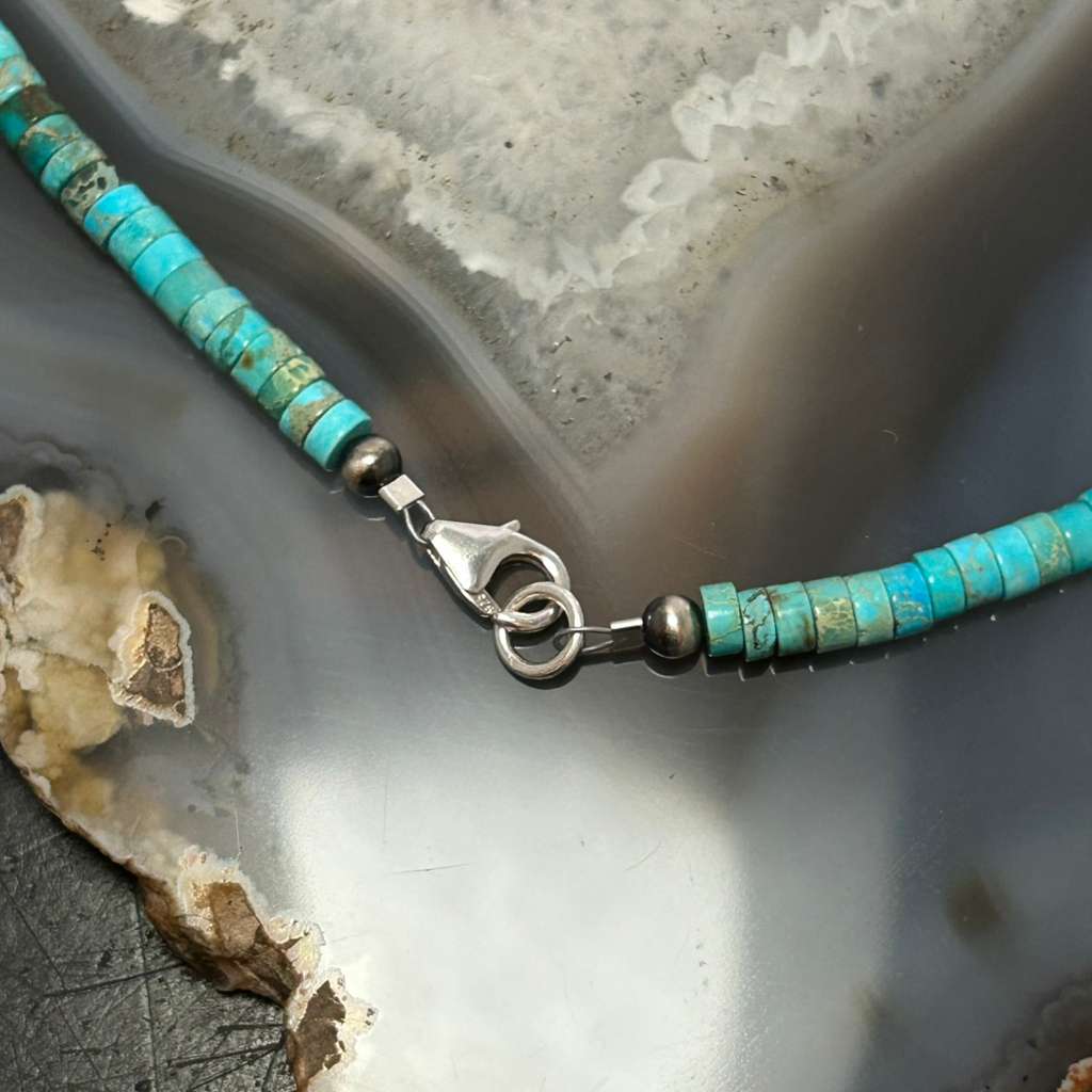 Sterling Silver Turquoise & Navajo Pearl Beads With Squash Blossom Necklace For Women