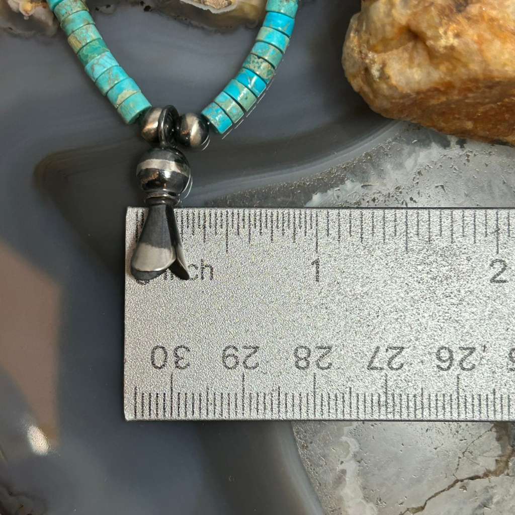 Sterling Silver Turquoise & Navajo Pearl Beads With Squash Blossom Necklace For Women