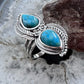 Sterling Silver Southwestern Style Teardrop Apatite Leaves Decorated Ring For Women