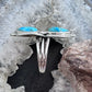 Sterling Silver Southwestern Style Teardrop Apatite Leaves Decorated Ring For Women
