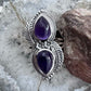 Sterling Southwestern Style Teardrop Amethyst Leaves Decorated Ring For Women