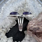 Sterling Southwestern Style Teardrop Amethyst Leaves Decorated Ring For Women
