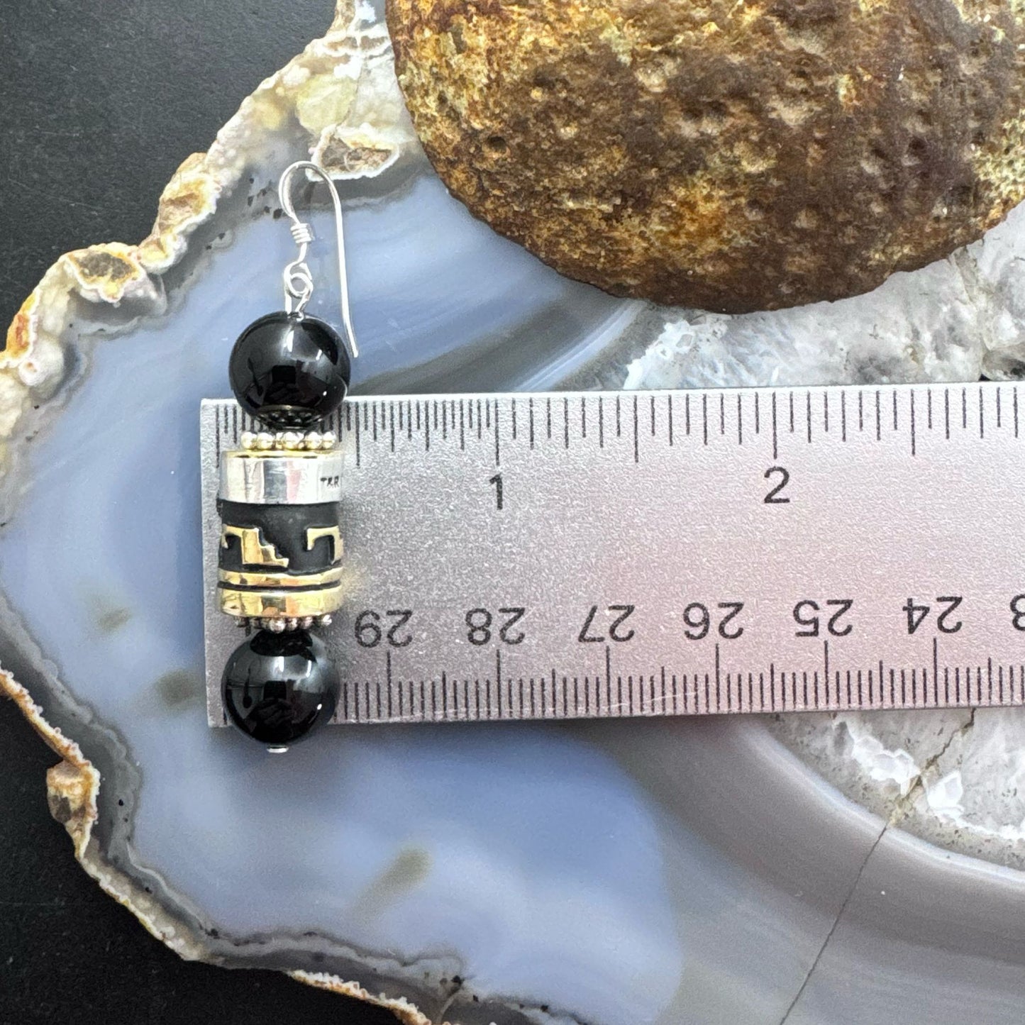 Tommy & Rosita Singer Sterling Silver Onyx Beads Dangle Earrings For Women