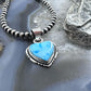 Native American Sterling Silver Blue Ridge Turquoise Heart Pendant For Women