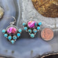 Sterling Silver Southwestern Style Turquoise & Dahlia Dangle Earrings For Women