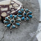 Native American Sterling Silver Turquoise Cluster Stud Earrings For Women #1
