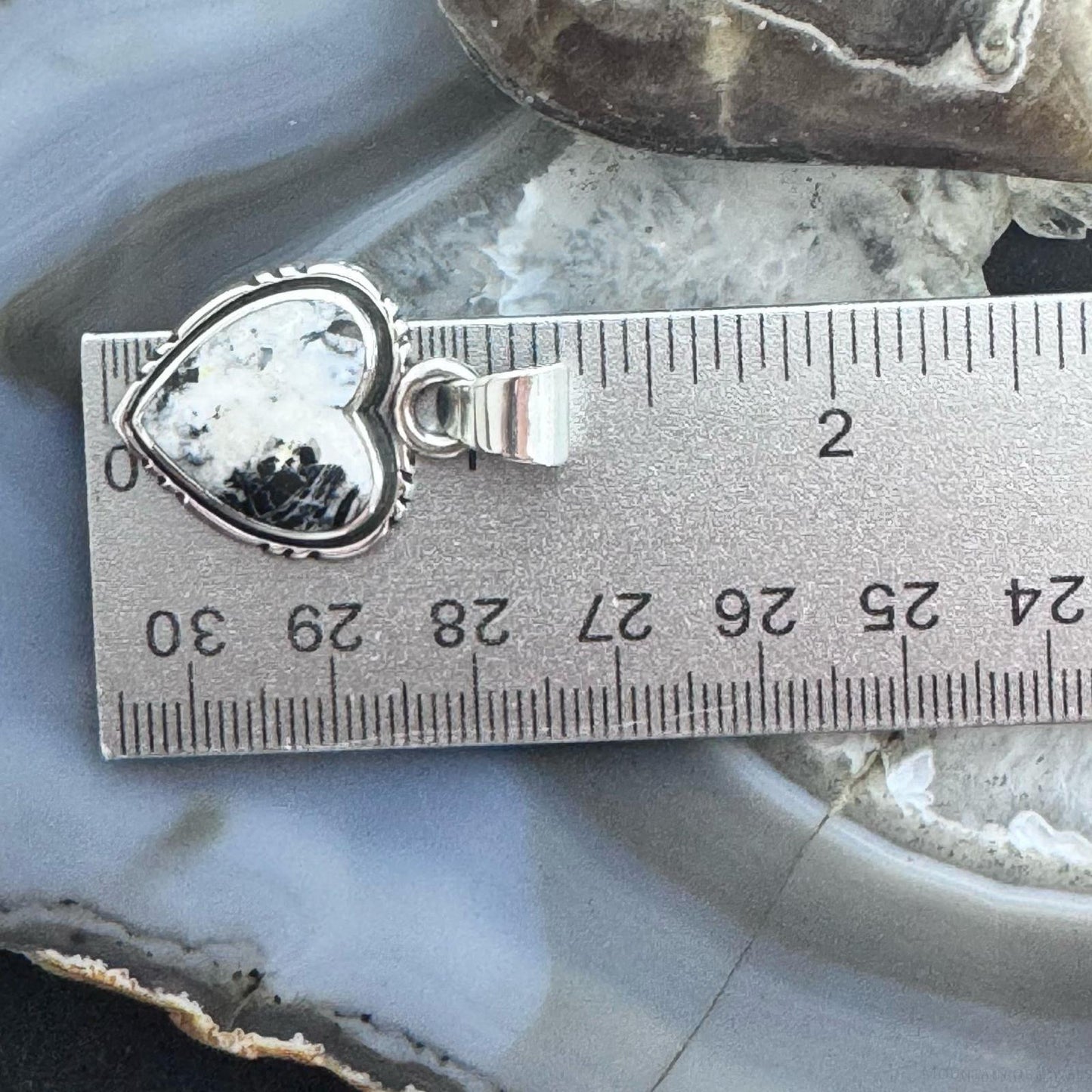Native American Sterling Silver White Buffalo Decorated Heart Pendant For Women