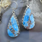 Sterling Silver Southwesten Style Teardrop Blue Apatite Dangle Earrings For Women