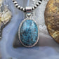 Sterling Silver Southwestern Style Large Oval Matrixed Azurite Decorated Pendant For Women