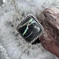 Native American Sterling Silver Blackjack Decorated Mini Bar Ring Size 8 For Women