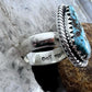 Sterling Silver Southwestern Style Teardrop Turquoise Ring Size 6.75 For Women