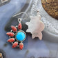 Sterling Silver Southwestern Style Turquoise/Coral Half-flower Cluster Dangle Earrings For Women