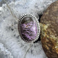 Sterling Silver Southwestern Style Oval Purpurite Decorated Ring Size 8 For Women