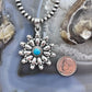 Sterling Silver Southwestern Style Rounded Turquoise Cluster Pendant For Women