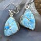 Sterling Silver Southwestern Style Blue Apatite Decorated Dangle Earrings For Women