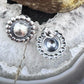 Native American Sterling Silver Stamped Rounded Concho Repousse Post Earrings