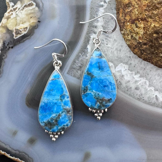 Sterling Silver Southwestern Style Teardrop Apatite Dangle Earrings For Women