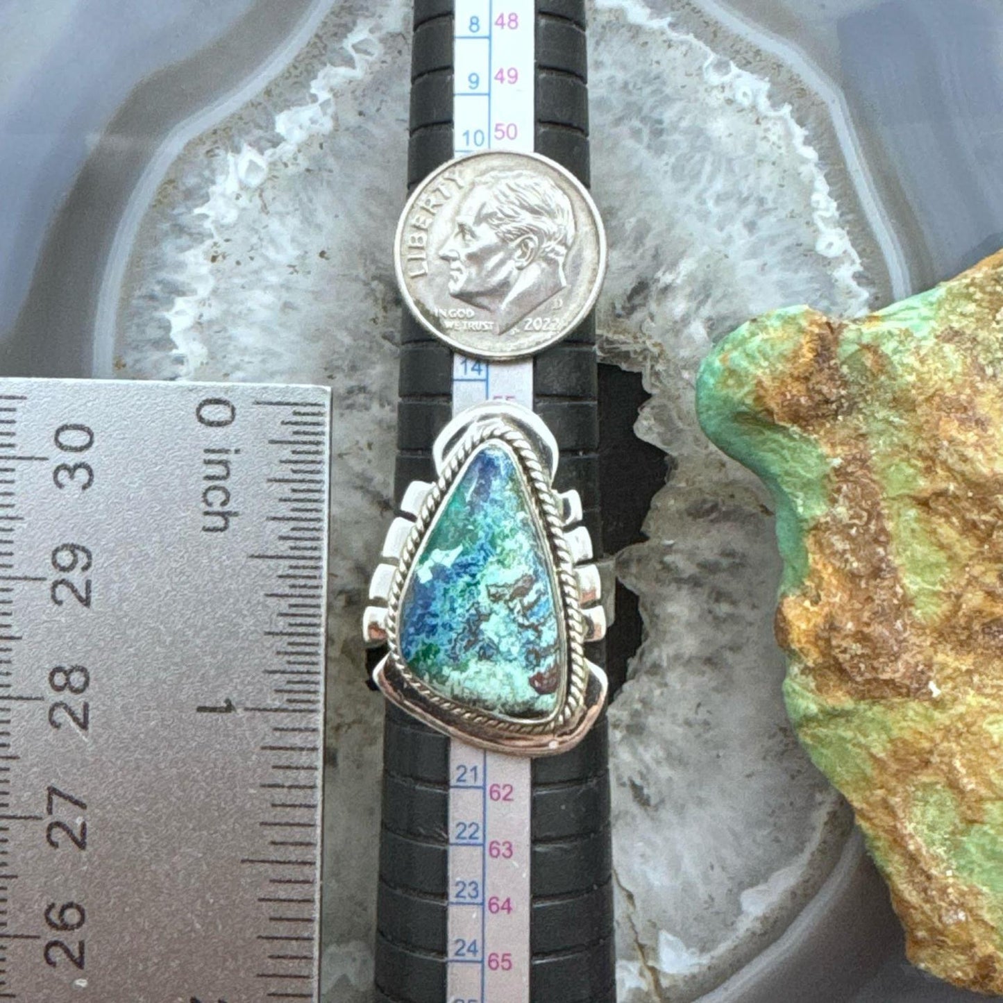 Sterling Silver Southwestern Style Teardrop Shattuckite Ring Size 8.75 For Women