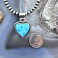 Native American Sterling Silver Blue Ridge Turquoise Heart Pendant For Women