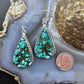 Sterling Silver Southwestern Style Teardrop Turquoise Dangle Earrings For Women