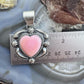 Jeff James Native American Sterling Silver Pink Conch Decorated Heart Pendant For Women